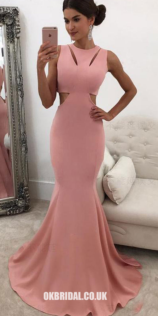 Charming Mermaid Jersey Sleeveless Simple Cheap Long Prom Dress, FC402