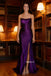 Charming Purple Mermaid Sparkle Sexy Slit Long Backless Prom Dresses, OB103