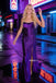 Charming Purple Mermaid Sparkle Sexy Slit Long Backless Prom Dresses, OB103