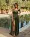 Charming A-line Slit Off Shoulder Soft Satin Bridesmaid Dress, FC7055