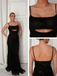Spaghetti Straps Black Mermaid Sequin Backless Prom Dresses, OB108