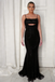 Spaghetti Straps Black Mermaid Sequin Backless Prom Dresses, OB108