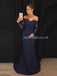 Off Shoulder Long sleeve Prom Dress, Satin Tulle Prom Dress, Applique Mermaid Prom Dress, KX107