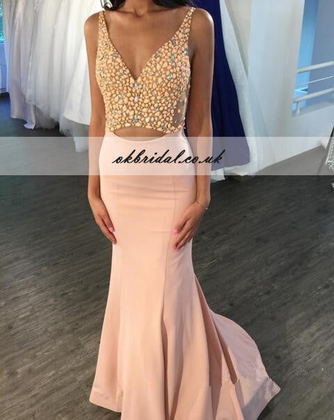 Charming Beaded Prom Dresses, Mermaid Sheath Prom Dresses, Backless Prom Dresses, KX120