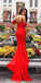 Red Off shoulder Mermaid Backless Sexy Jersey Sweetheart Prom Dresses, FC1370