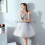 Tulle Homecoming Dress, V-Neck Homecoming Dress, Knee-Length Junior School Dress, Applique Homecoming Dress, KX13