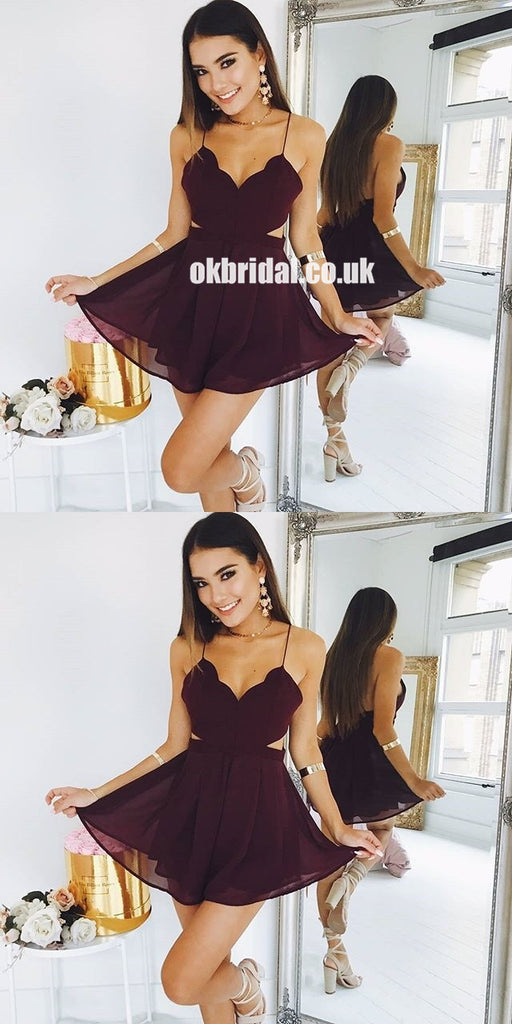 Sexy Backless Chiffon Homecoming Dresses, Spaghetti Straps Mini Homecoming Dresses, KX1415