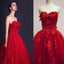 Stunning Red Tulle Sweetheart Appliques Lace Up Ball Gown Wedding Dresses, WD0150