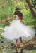 Silver Sequin Top V-back White Tulle A-line Flower Girl Dresses, FG062