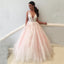 Deep V-Neck Charming Tulle Prom Dress, A-Line Applique Prom Dress, Backless Prom Dress, KX179