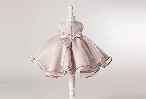 Dusty Pink Satin Tulle Zip Up Flower Girl Dresses, Lovely Little Girl Dresses with Flower Bow, FG030