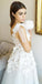 Elegant A-Line Tulle V-neck Sleeveless Applique Lace Backless Wedding Dresses, FC1843