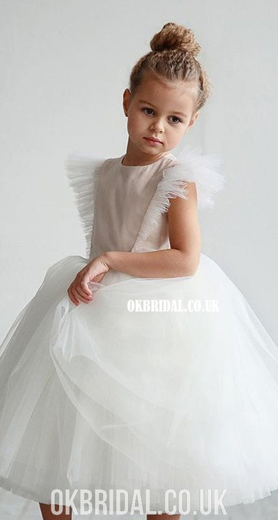 Ivory A-line Cute Tulle Flower Girl Dress, FC2165