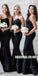 Black Mermaid Satin Backless Sweetheart Tulle Slit Bridesmaid Dresses, FC2184