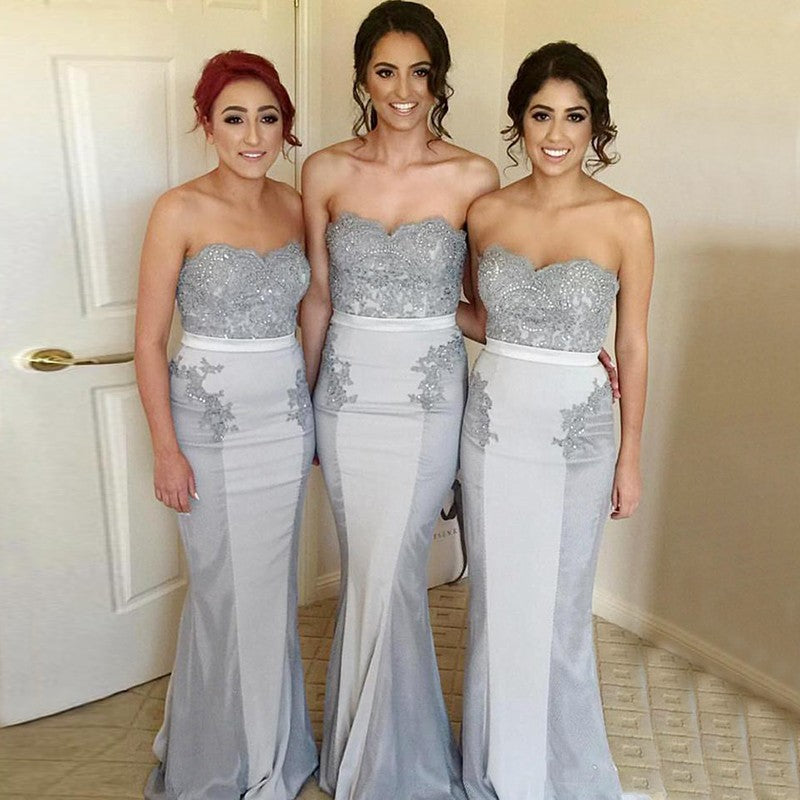 Sweet Heart Beaded Mermaid Bridesmaid Dress, Gorgeous Jersey Backless Bridesmaid Dresses, KX239