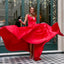 Elegant Red A-line Backless V-neck Prom Dress with Pockets, FC2407