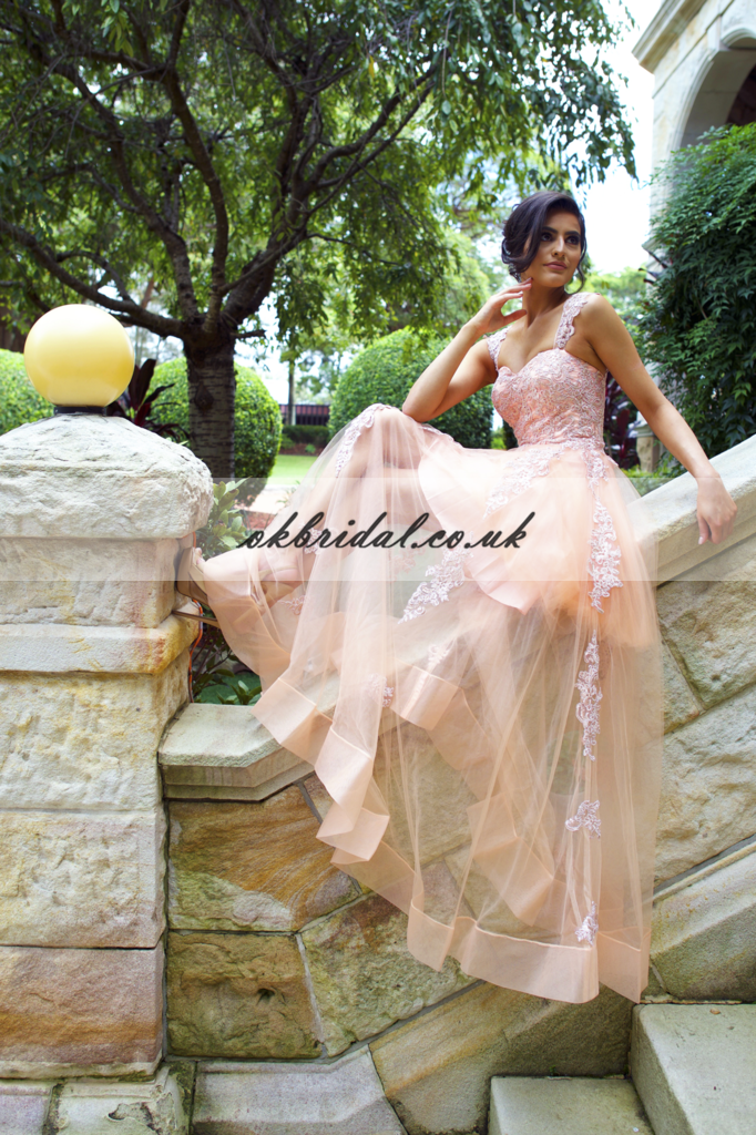 Organza Sleeveless Prom Dress, Applique Floor-Length Prom Dress, KX240