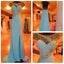 Pretty Junior Cap Sleeve Side Split V Back Elegant Inexpensive Blue Long Prom Dresses, WG249