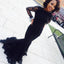 Black Mermaid Lace Long Sleeve Sexy Affordable Long Evening Party Prom Dress, WG269