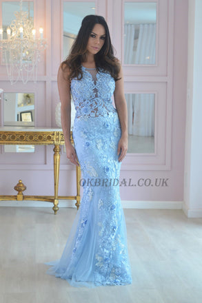 Sleeveless Prom Dress, Tulle Prom Dress, Applique Prom Dress, Round Neckline Prom Dress, KX26