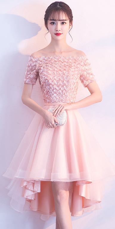 New Arrival High-Low Applique Homecoming Dresses, A-Line Organza Cheap Homecoming Dresses, KX294