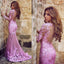 Long Sleeve Lace Prom Dresses, Lilac Lace Prom Dress, Long Prom Dress, PD1702