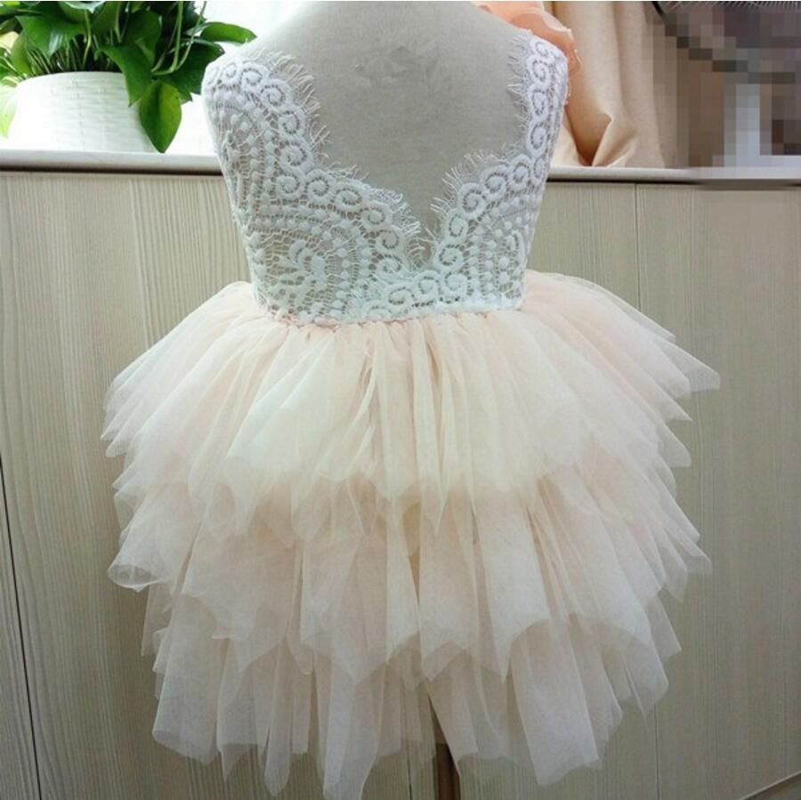 Pink Lace Tulle Flower Girl Dresses, Lovely Tutu Dresses, FGS003