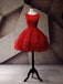 Short Homecoming Dress, Organza Homecoming Dress, Lace Homecoming Dress, Applique Junior School Dress, Red Graduation Dress, Sleeveless Homecoming Dress, LB0300