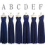 Classic Popular Navy Blue Mismatched Chiffon Formal Cheap Long Bridesmaid Dresses, WG302