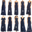 A Line New Design Navy Blue Mismatched Chiffon Charming Cheap Long Wedding Party Bridesmaid Dresses, WG303