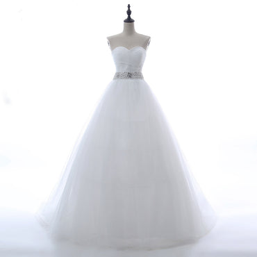 Long Wedding Dress, Sweet Heart Wedding Dress, Tulle Bridal Dress,Wedding Dress with Rhinestone, Beading Wedding Dress, Lace Honest Wedding Dress, LB0316