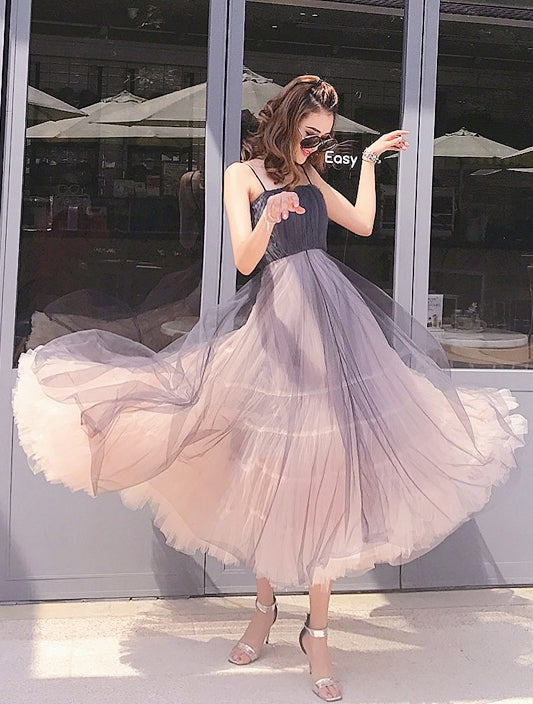 Spaghetti Straps A-Line Homecoming Dresses, Tulle Backless Charming Homecomin Dresses, KX322