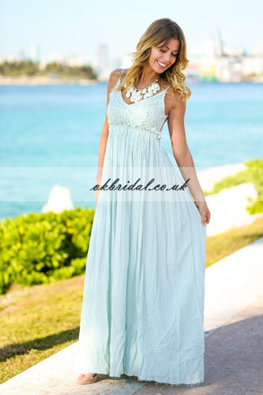Cheapest Chiffon Bridesmaid Dress, Backless Lace Bridesmaid Dress, KX336
