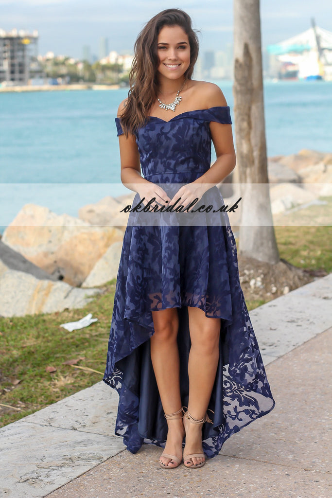 High-Low Lace Homecoming Dresses, Off Shoulder Backless Homecoming Dresses, KX339