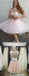 Two Pieces Homecoming Dress with Rhinestones,Short prom Dresses,Tulle prom Gown,Blush Pink Homecoming Dress,Beautiful Prom Gown,220034