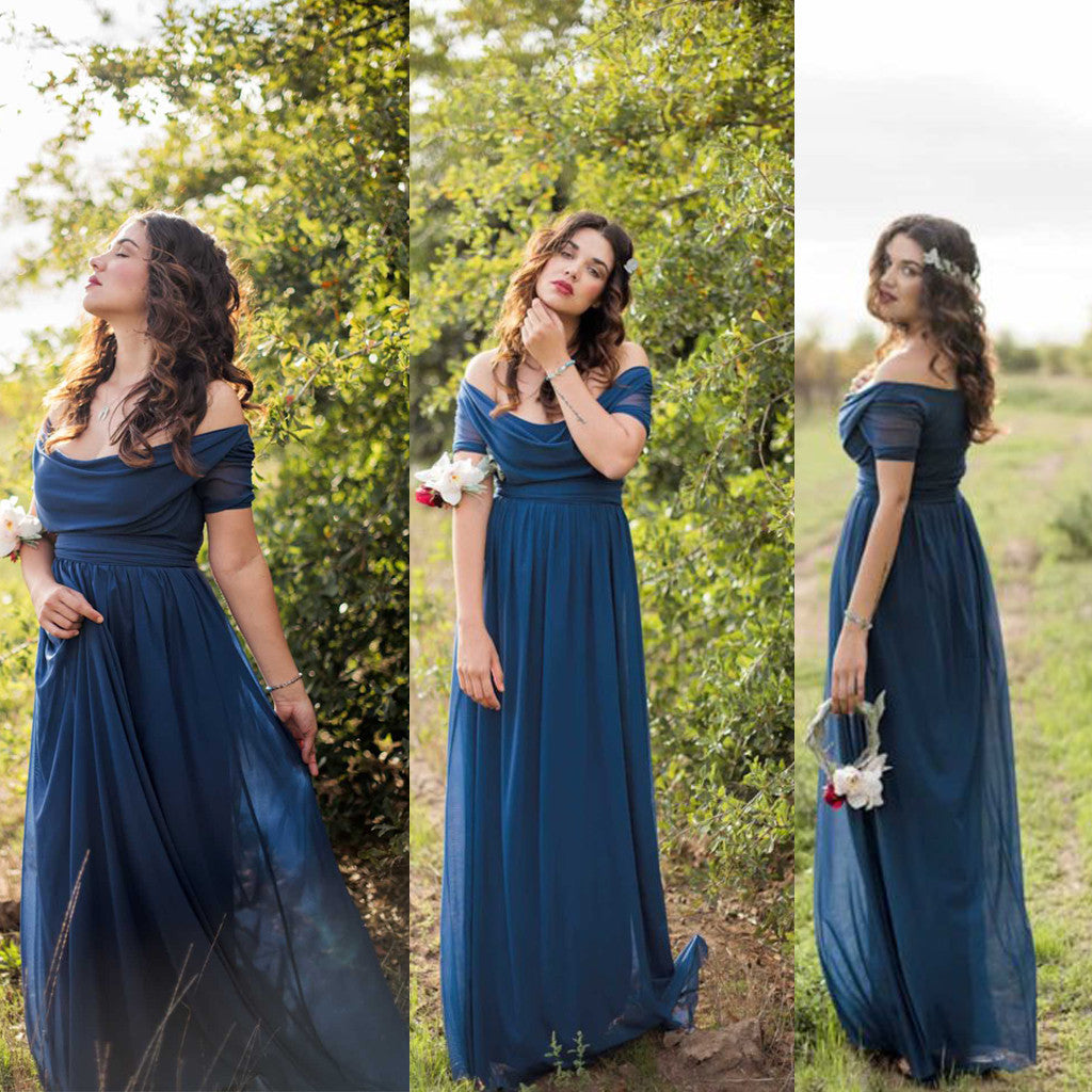 Off Shoulder Long Charming Wedding Bridesmaid Dresses, WG343