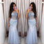 Halter Tulle Prom Dress, Backless Beaded Prom Dress, Mermaid Prom Dress, KX354