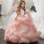 Pink Tulle Beaded Flower Girl Dresses, Lovely Little Girl Dresses, KX376