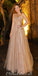 One Shoulder A-line Tulle Backless Sweetheart Sequin Prom Dress, FC3996