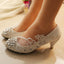 Handmade Middle Heels Pointed Toe Lace Crystal Wedding Bridal Shoes, S007