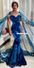 Unqiue Royal Blue Velvet Mermaid Long Prom Dresses, FC4044