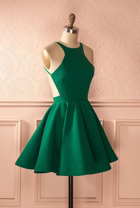 Short Homecoming Dress, Satin Homecoming Dress, Halter Homecoming Dress, Backless Junior School Dress, Knee-Length Homecoming Dress, Sexy Homecoming Dress, LB0432