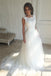 Long Tulle A-Line Bridal Dress, V-Back Elegant Sleeveless Lace Wedding Dress, LB0439