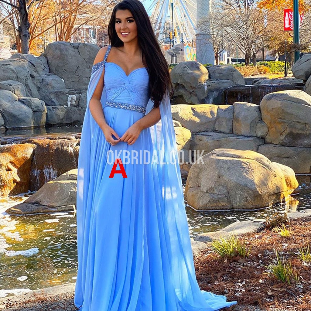 Charming Chiffon A-line Sweetheart Beaded Prom Dress  with A long Train, FC4549