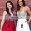 Spaghetti Straps Beaded Top V-Neck Prom Dress, Sexy V-Back Satin Prom Dress, KX458