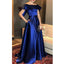 Off Shoulder Satin Long Prom Dresses, Cheap A-Line Backless Prom Dresses, KX462