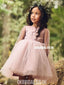 Long Sleeves Tulle Cute A-line Flower Girl Dress, FC4656