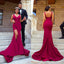 Mermaid Slit Prom Dresses, Backless V-Neck Prom Dresses, Simple Prom Dresses, KX480