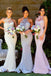 Different Colors Mermaid Halter Backless Jersey Bridesmaid Dress, FC486