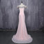 Hot Sale Off Shoulder Floor-Length Pink Beaded Sequins Long Mermaid Bridesmaid Dresses, 220049